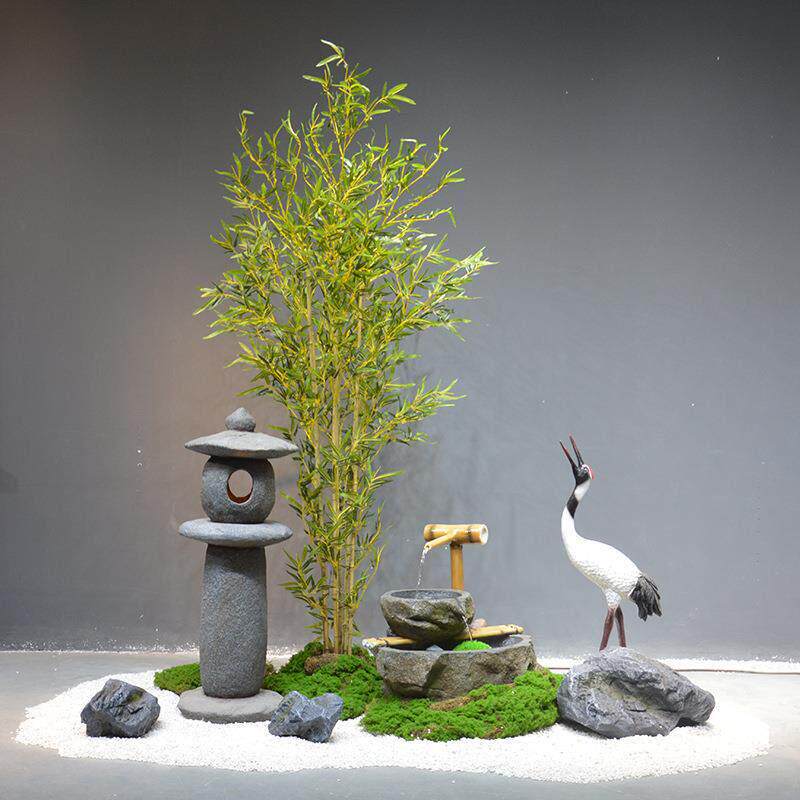 仿WMP真竹子植物内造景装饰绿植软装微景观室落下玄关角楼梯布置