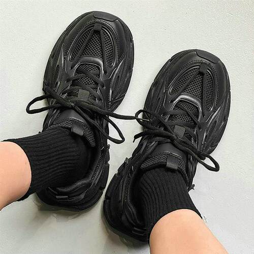 小众老爹鞋男f鞋白色夏季透气薄款全黑色网布厚底纯黑高级感网面