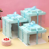 12寸单层双层加高生日蛋糕盒子包装 盒 透明蛋糕盒半纸方形6