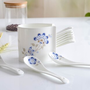 骨瓷勺子笼架唐山家用陶瓷小调羹架子小玛戈勺笼