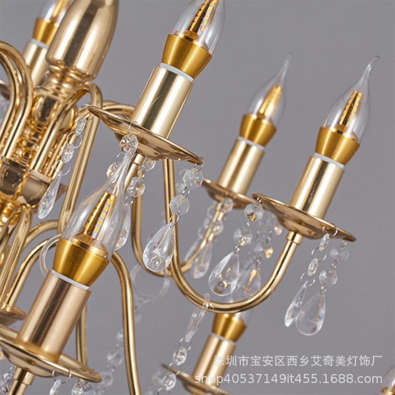 新款金色水晶铁艺婚庆吊水婚礼现场布置发光婚庆道具顶部装饰吊灯