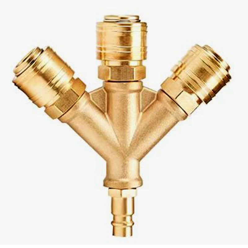 德式四通接头 1/4铜接头 德式快速接头 母接外螺纹 气管软管接头