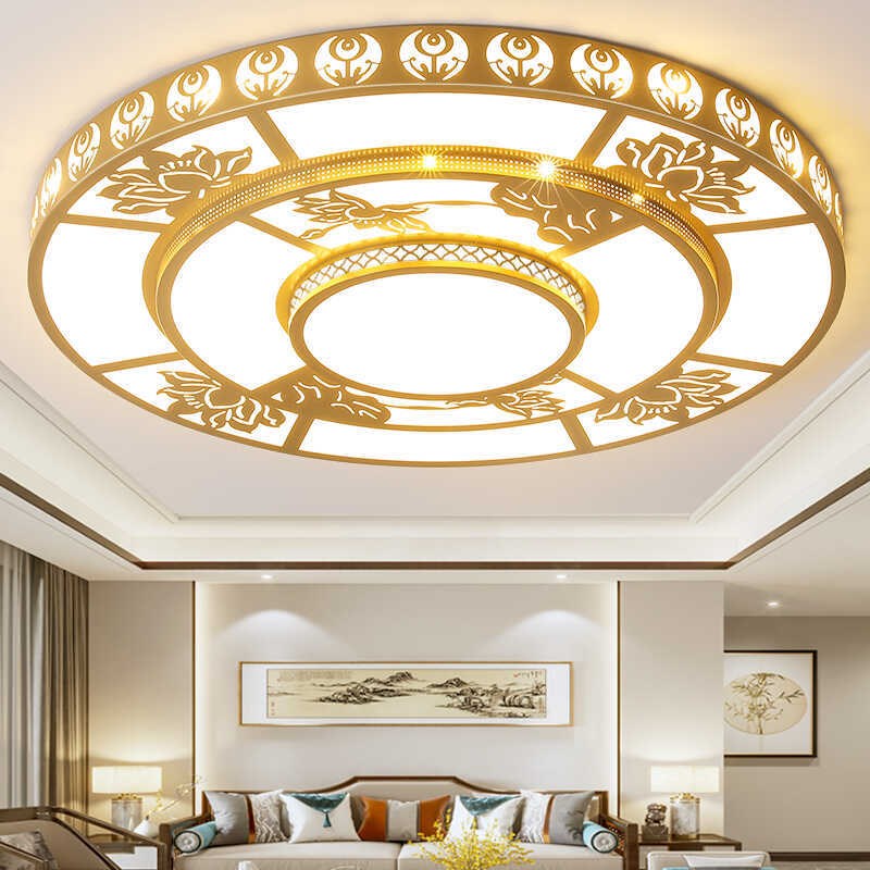 金色2024新中式吸顶灯客厅大灯圆形简约现代大气卧室餐厅灯1.5米