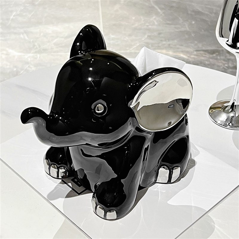 可爱大象纸巾盒客厅桌面餐巾纸抽纸盒客厅茶几轻奢装饰摆件