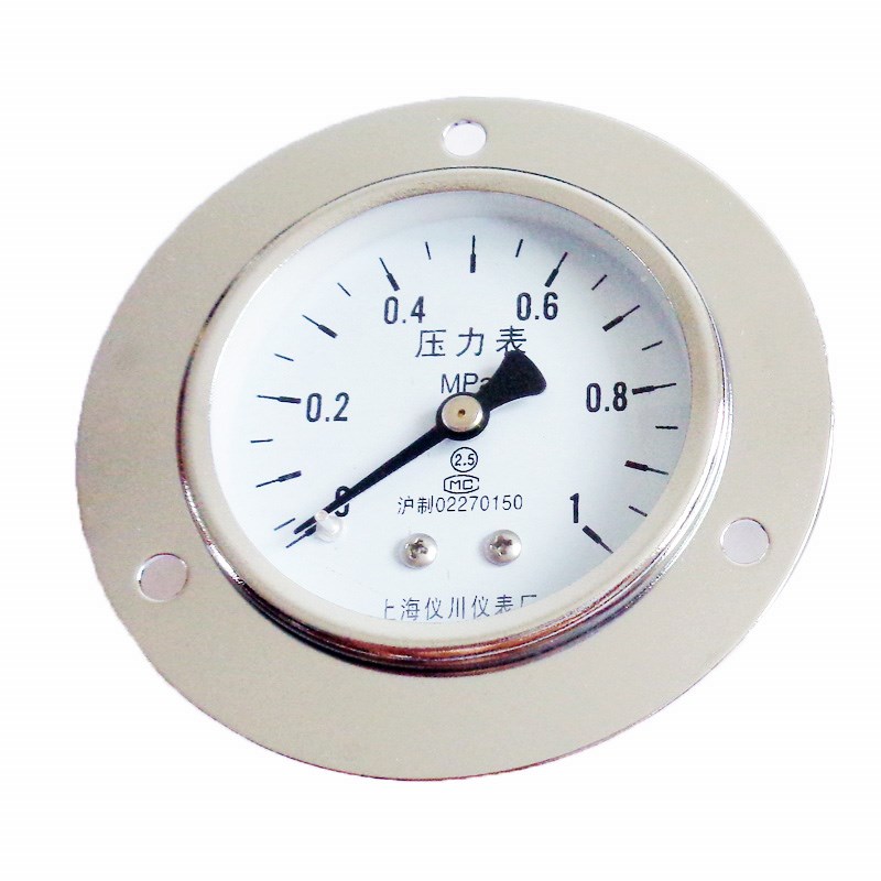 上海仪川仪表0-1MPA轴向带边压力表气压表水压表面板背接式Y60ZT