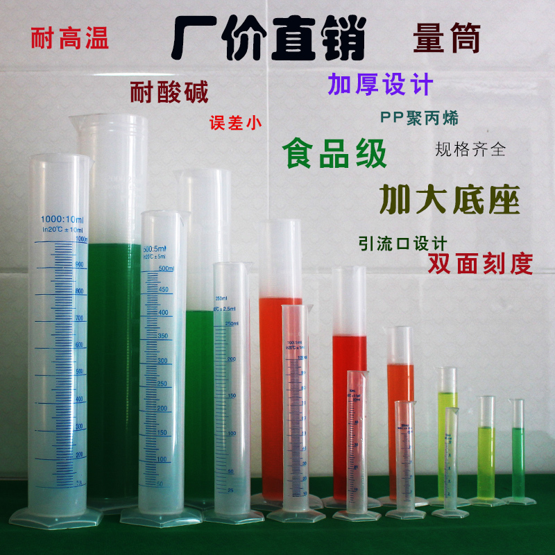 塑料量筒100ml带刻度5ml/500ml/1000ml/250ml标准毫升50ml小量杯