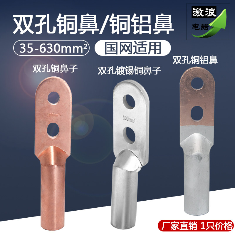 双孔铜鼻子镀锡DTS-240/300/400/500/630平方铜铝接线耳接线端子
