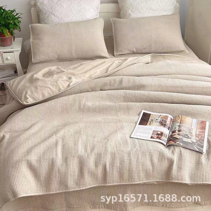 2023直条染色砂洗60支高支密 床单床盖夏被空调被 枕套三件套