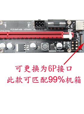 VER009S黑金刚6P三合一显卡延长线转接卡适配卡