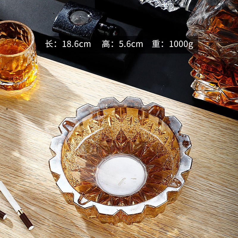 个性潮流欧式烟灰缸水晶玻璃烟缸大号小号家用琥珀烟灰烟灰缸