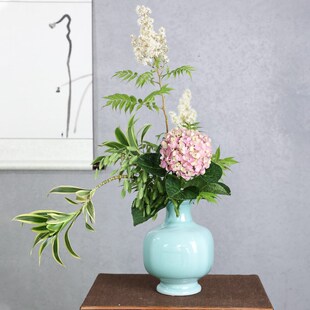 小原流花器豆青窯花瓶小源流专业插花器陶瓷花器剑山插花器