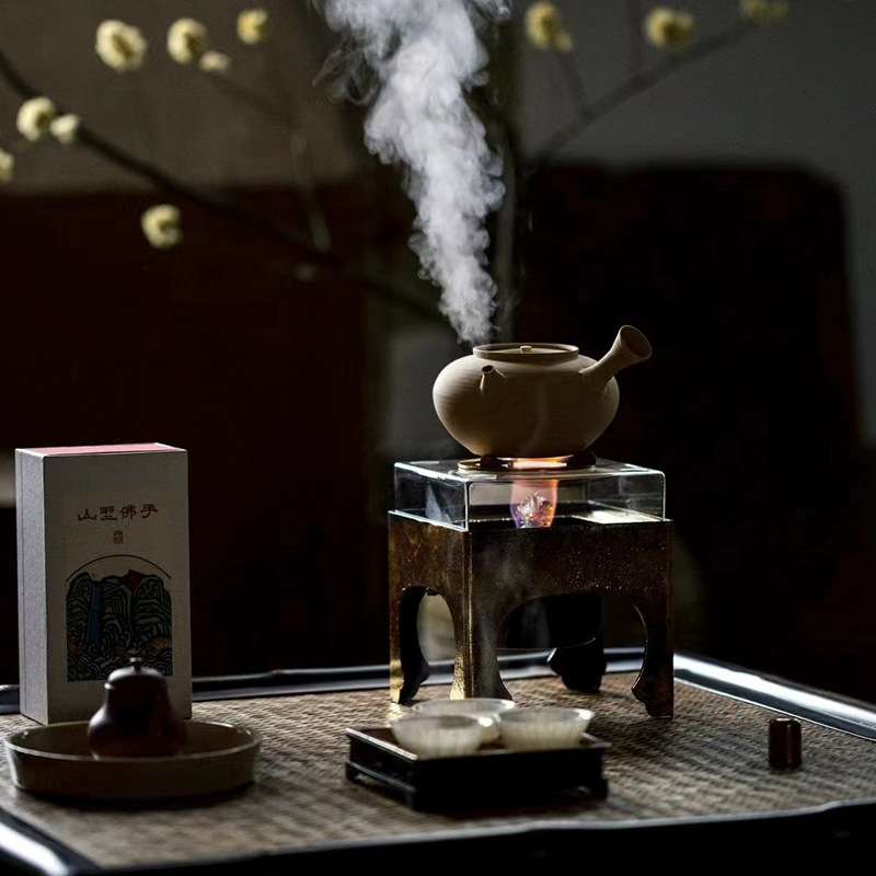 立木堂铁胎大漆金箔酒精炉加热烤茶炉中式家用煮茶器蜡烛温茶炉子
