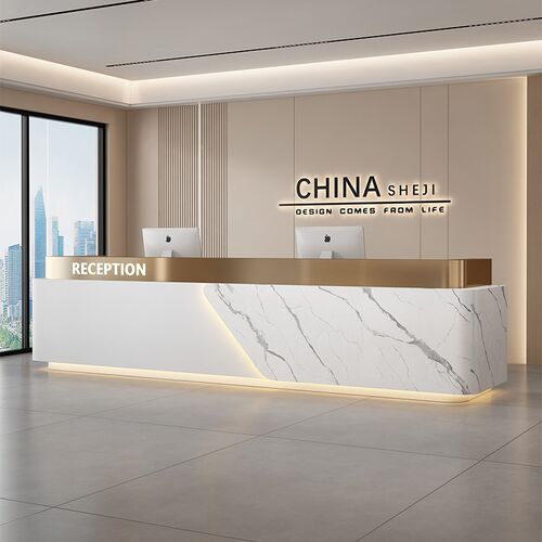 现代简约公司前j台烤漆酒店会所大理石接待台收银台美容院吧台定
