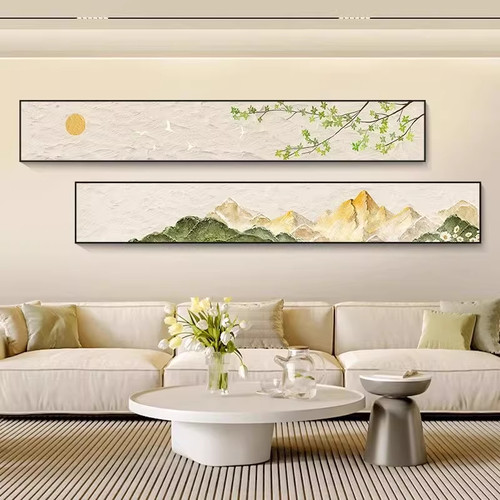 墨濯尘现代简约山水画客厅装饰画新中式风景挂画沙发背景墙画2联 - 封面