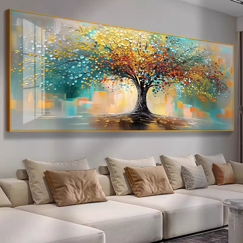墨濯尘发财树装饰画沙发背景墙客厅挂画2026新款晶瓷简约现代壁画