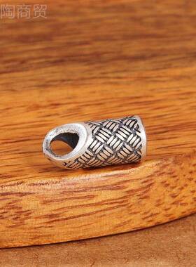 S92接5扣纯银捕梦网编纹扣头连饰品扣S钩藏式风格银头串饰94120配