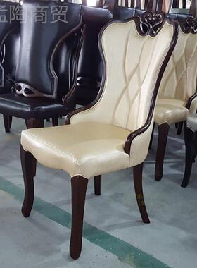 厂家生产韩华式包餐D-206实木软包椅酒店PU皮木椅子豪厢靠背橡木
