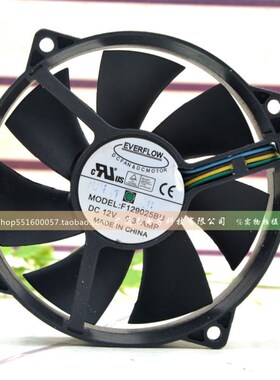 原装EVERFLOW F129025BU 12V 0.38A 9025 9cm 4线PWM圆形散热风扇