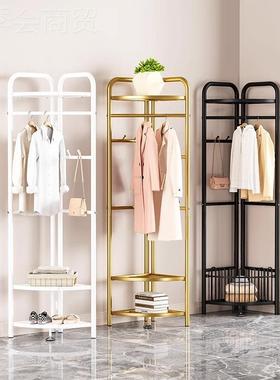 家用IZV间衣服挂架不占地衣帽落地卧架室房拐角型小挂衣架子床边