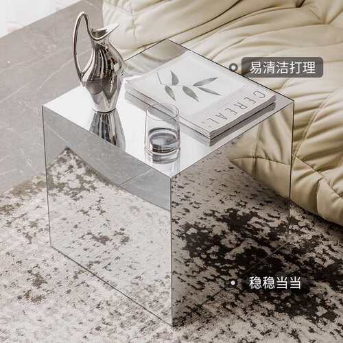 镜面亚克力方块茶几边几简约轻奢床头柜艺术装饰摆件摄影拍摄道具