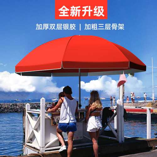 户外太阳伞加厚双层涂银防晒遮阳伞圆形中柱伞特大号广告伞印logo