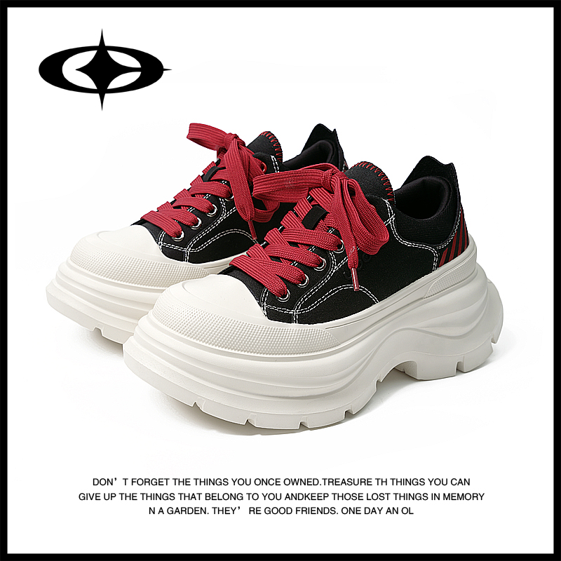 UooTd厚底增高帆布鞋情侣款