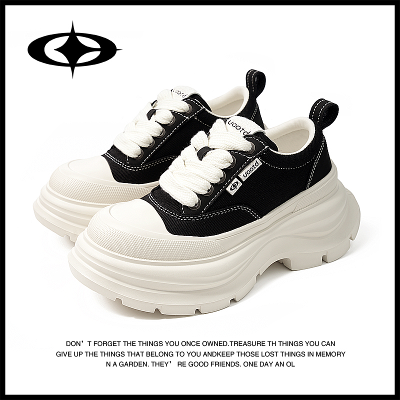 UooTd舒适厚底增高帆布鞋