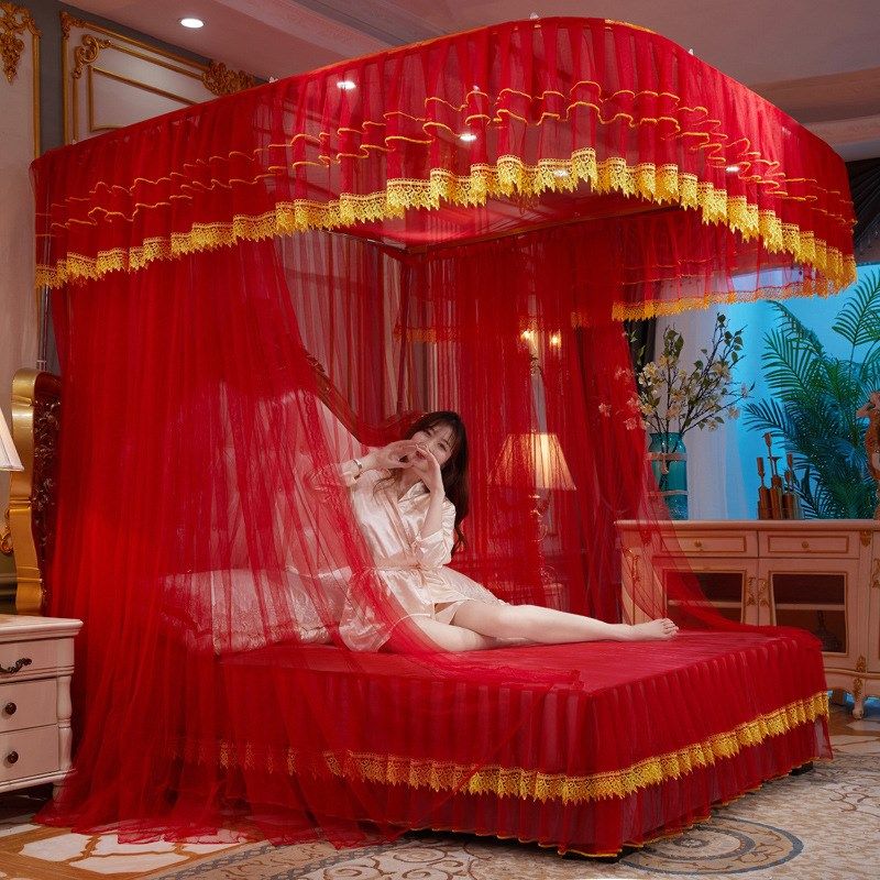 CB@新款U型拉幕导轨蚊帐落地蚊帐 刺绣款轨道蚊帐婚庆