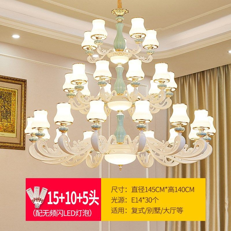 复式楼客厅大吊灯三层欧式酒店别墅中空楼中楼大厅灯楼梯间长吊灯