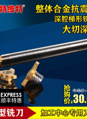 T型铣刀小径内孔铣槽刀深腔T型槽刀加工中心专用抗震刀杆铣深槽