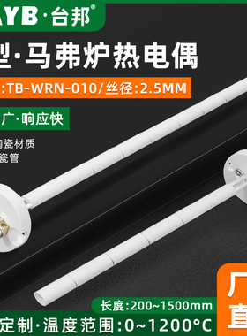台邦K型热电偶TB-WRN-010马弗炉实验室热电偶K型高温1200度陶瓷芯