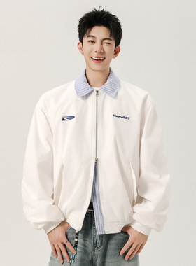 追素TS秋季2025新款男生美式假两件棒球夹克男士复古休闲情侣外套