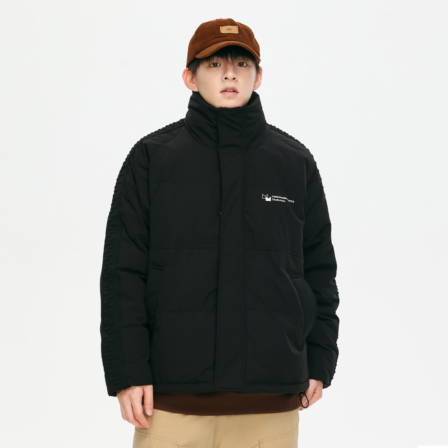 追素TS冬季2025新款男生美式立领纯色羽绒服男士宽松休闲保暖外套