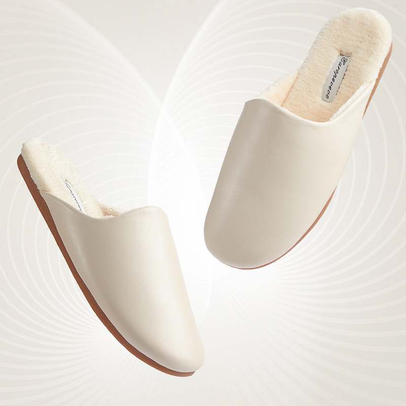 欧式简约防水皮拖鞋女秋冬天居家用情侣室内地板防滑保暖棉拖鞋男