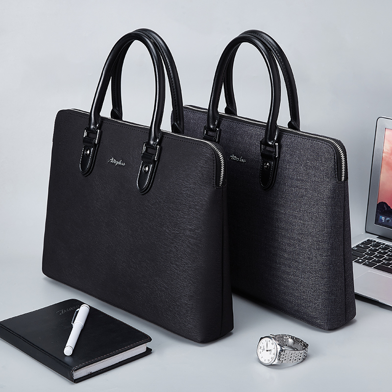 帆布公文包手提商务会议包定制大容量文件袋加厚女式通勤包培训活