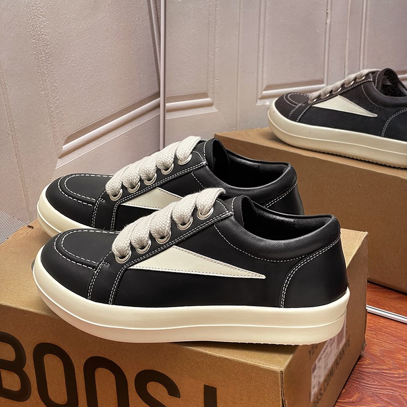 美式ro倒三角板鞋女自主主线侵权款23冬季新款皮面休闲运动板鞋男