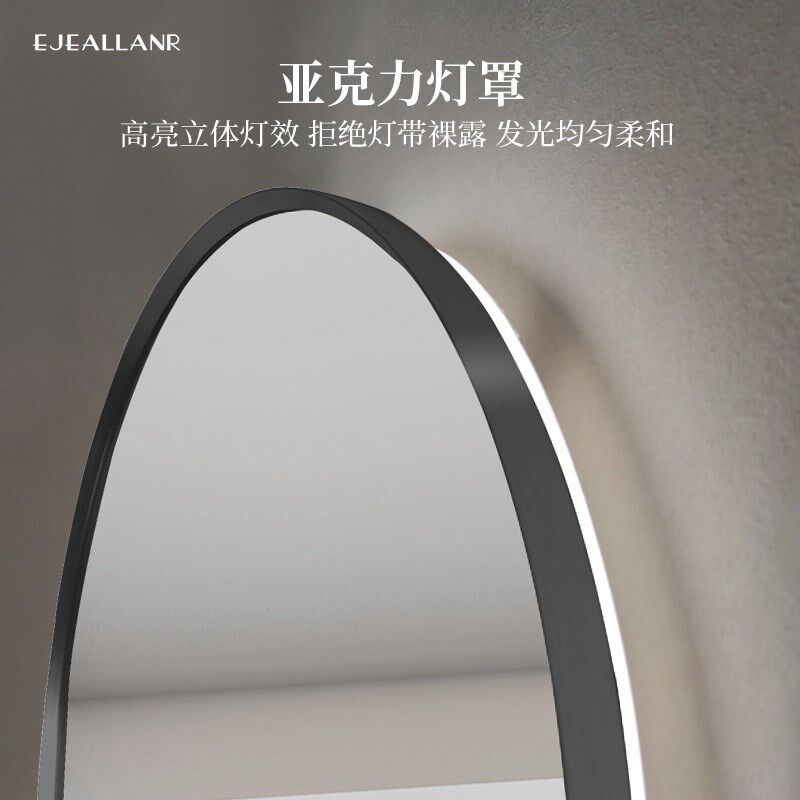 智能浴室镜子挂墙式椭圆形洗手间洗漱镜壁挂带灯卫生间洗面台镜