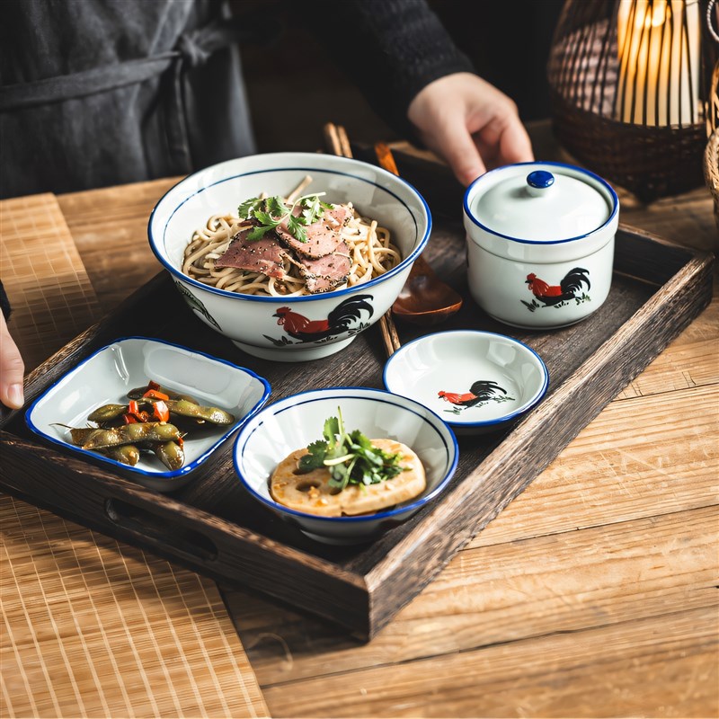 面碗面馆专用吃饭的碗p个人专用一套碗盘餐具套装碗碟鸡公碗商用