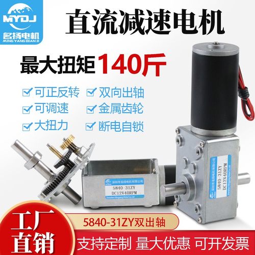 直流减速电机马达12V24V双出轴小型低速大扭力正反转可调速电动机