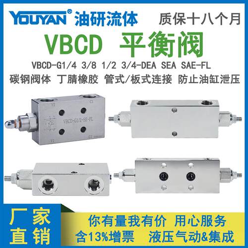 VBCD-G3/8板式SAE管式FL2单向SE双向DEA平衡阀FVL G1/4 G1/2 G3/4