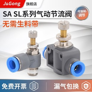 LBS气管气动接头气缸SL节流阀可调单向气管快速接头LSA节气调速阀