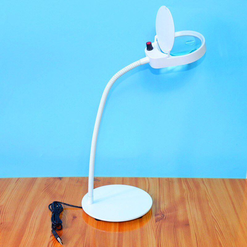 PDOK子母放大镜阅读维修台式放大镜10倍3倍LED亮度可调放大镜灯