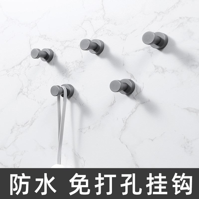 浴室挂钩免打孔单个强力承重玄关浴室毛巾卫生间黑色厕所挂衣钩