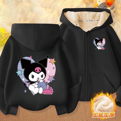 NASA加绒女童冬季羊羔绒加厚新款开衫外套卫衣儿童百搭保暖连帽衫