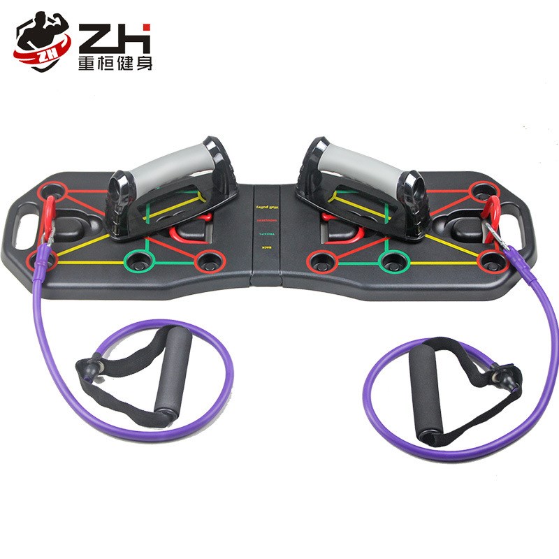 俯卧撑板支架健身器材家用胸肌训练锻炼俄挺多功能拉绳折叠训练板