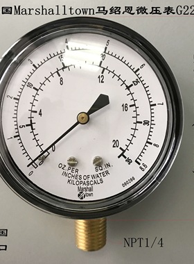 G22709美国Marsh alltown膜盒微压表压力表8.6KPA 3.5KPA 3PSI 10