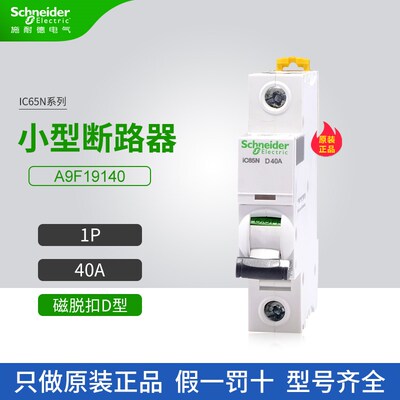 施耐德A9小型断路器A9F19140空气开关1P 40A家用微断D型iC65N