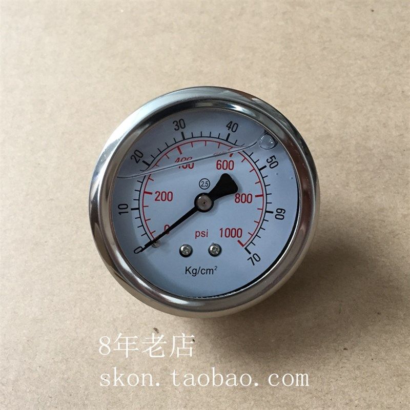 耐震压力表0-70KG液压表1000psi背面螺纹PT1/8表直径63液压夹具表