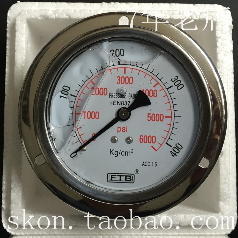 FTB油压表400KG6000PSI耐震压力表EN837-1
