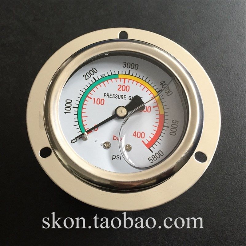 YN60ZT压缩机专用耐震压力表0-400bar/5800psi高压打气泵表ZG1/4